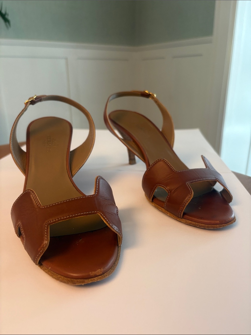 Hermes kitten heel Slingback sandals